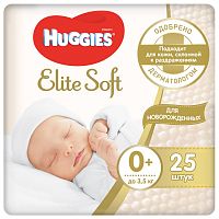 Huggies подгузники элит софт (elite soft) для новорожденных  0+ до 3,5кг (25шт)					