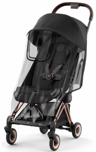 Cybex Прогулочная коляска Coya с дождевиком / цвет Sepia Black (черный), рама Rosegold (розовое золото)