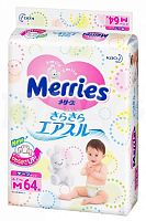 Подгузники Merries Air Through М (6-11 кг), 64 шт					