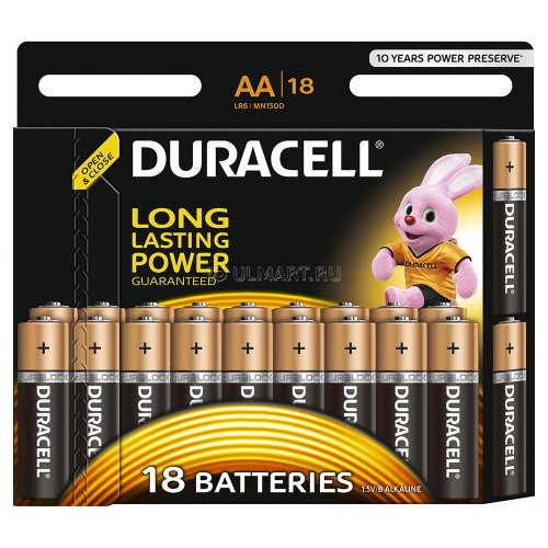 Батарейки алкалиновые DURACELL Basic AA 1.5V LR6 / блистер 18 шт