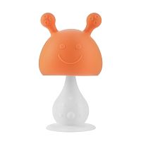 Roxi Kids Силиконовый прорезыватель Mushroom с держателем в футляре / цвет оранжевый					